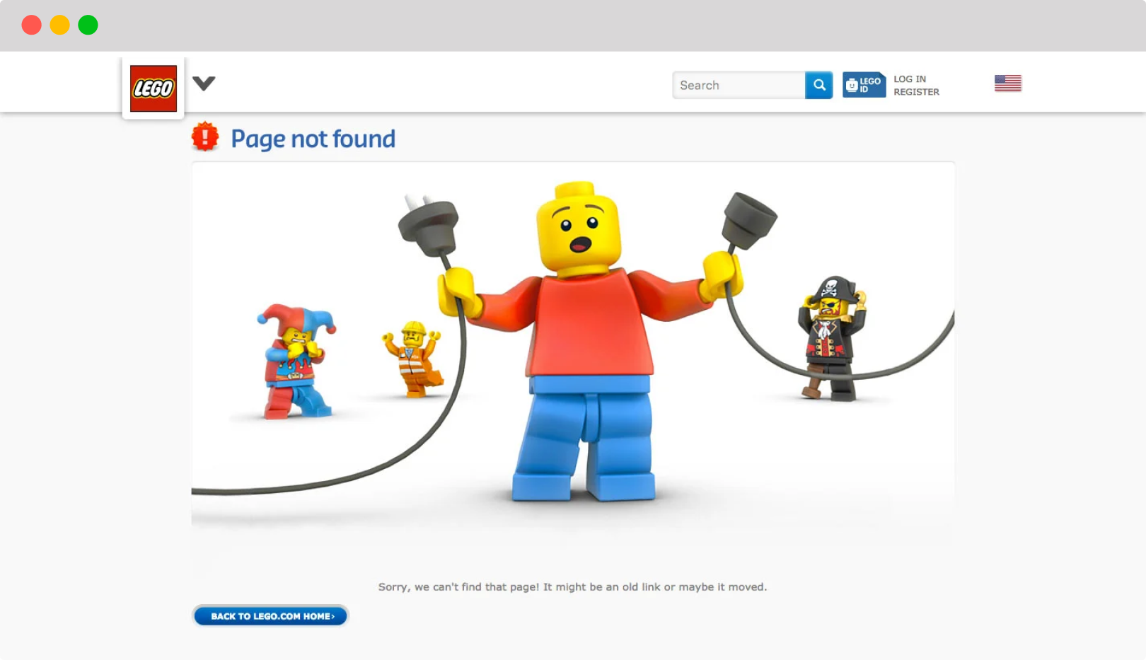 The Lego 404 page