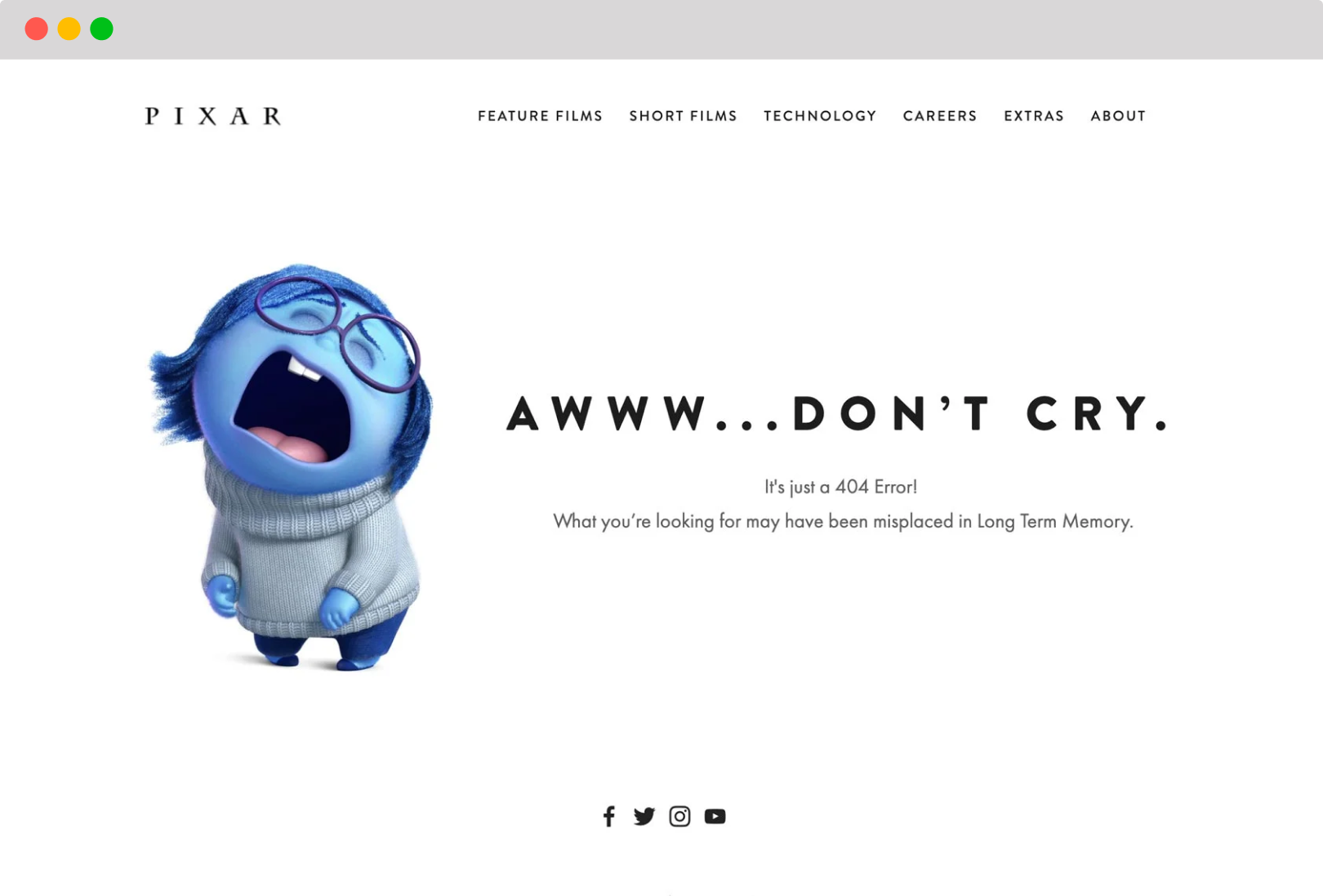 The Pixar 404 page