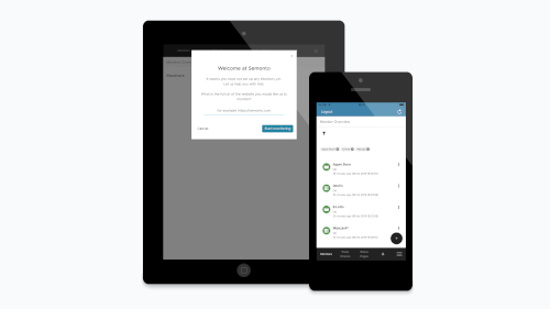 A mockup of Semonto Supervisor on a mobile phone and a tablet