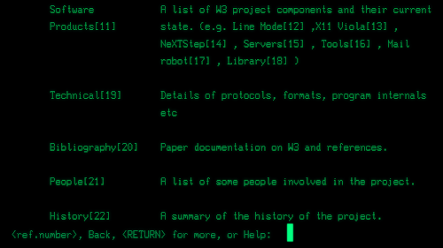 Screenshot of the first website in line mode at cern.ch