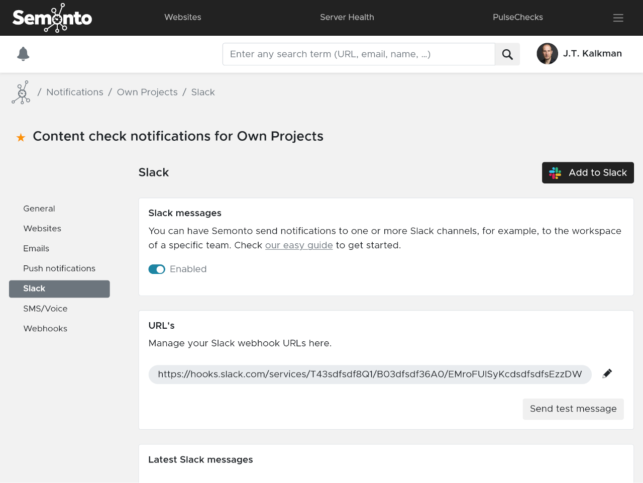 Setting up notifications in Semonto