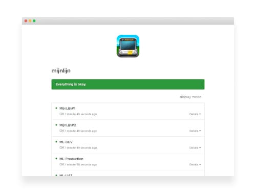 Screenshot of a status page