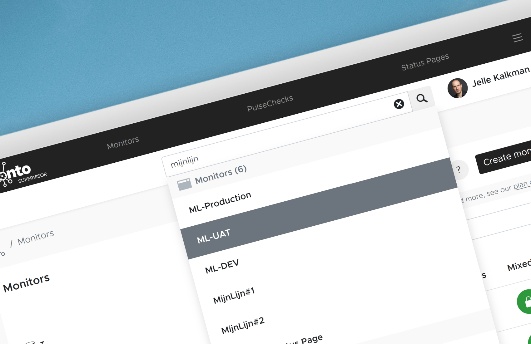 Screenshot of search function in Semonto