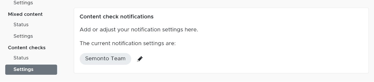 The selected notification settings for a monitor