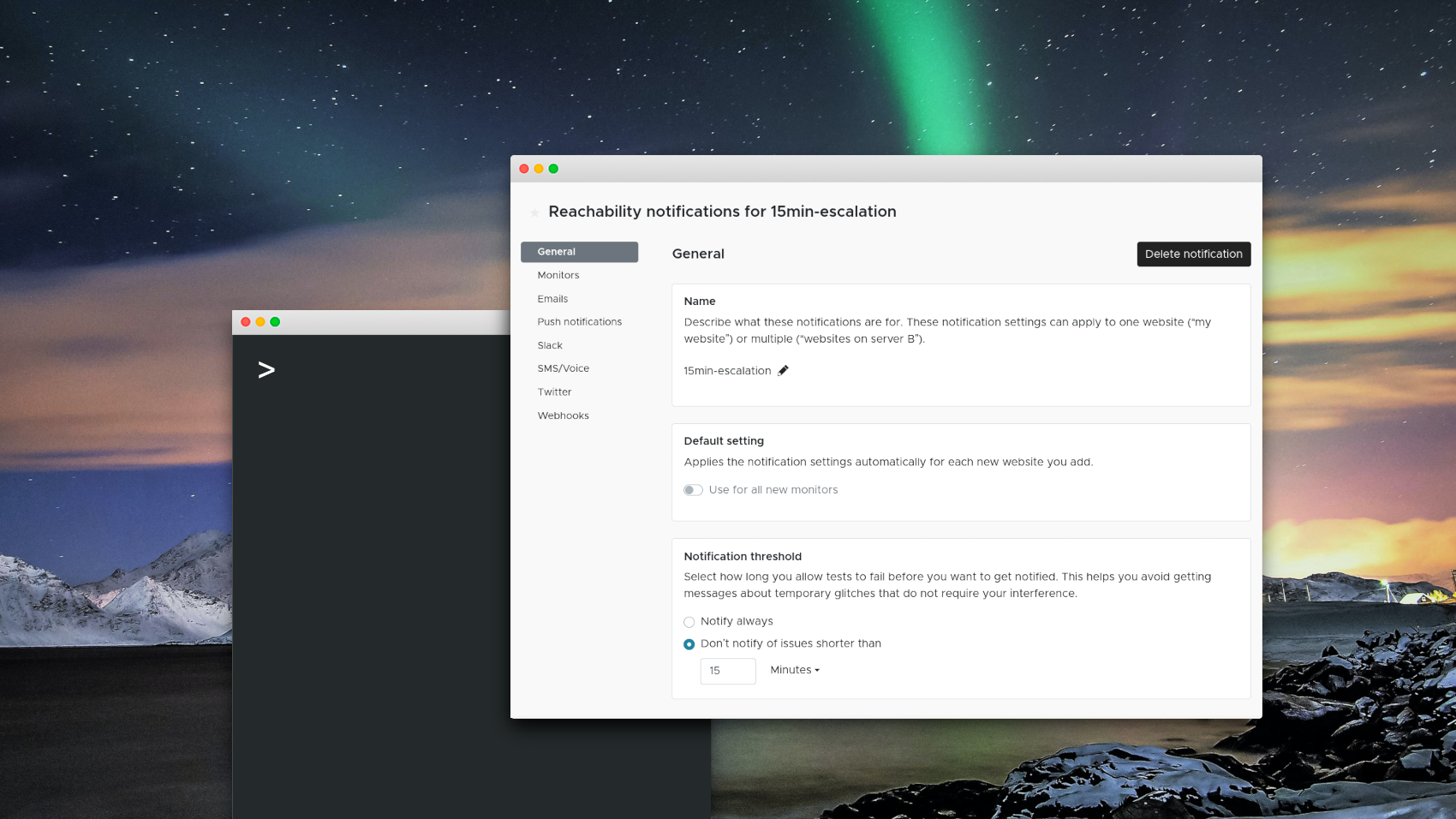Screenshot of Semonto on a desktop background