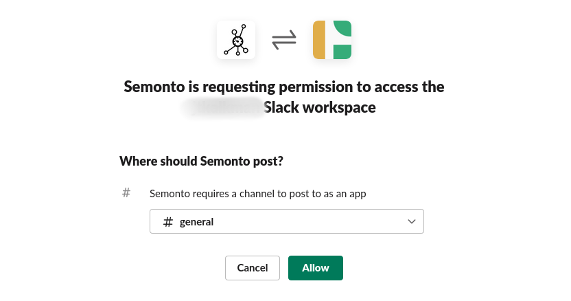 Selecting a channel in a workspace in Slack