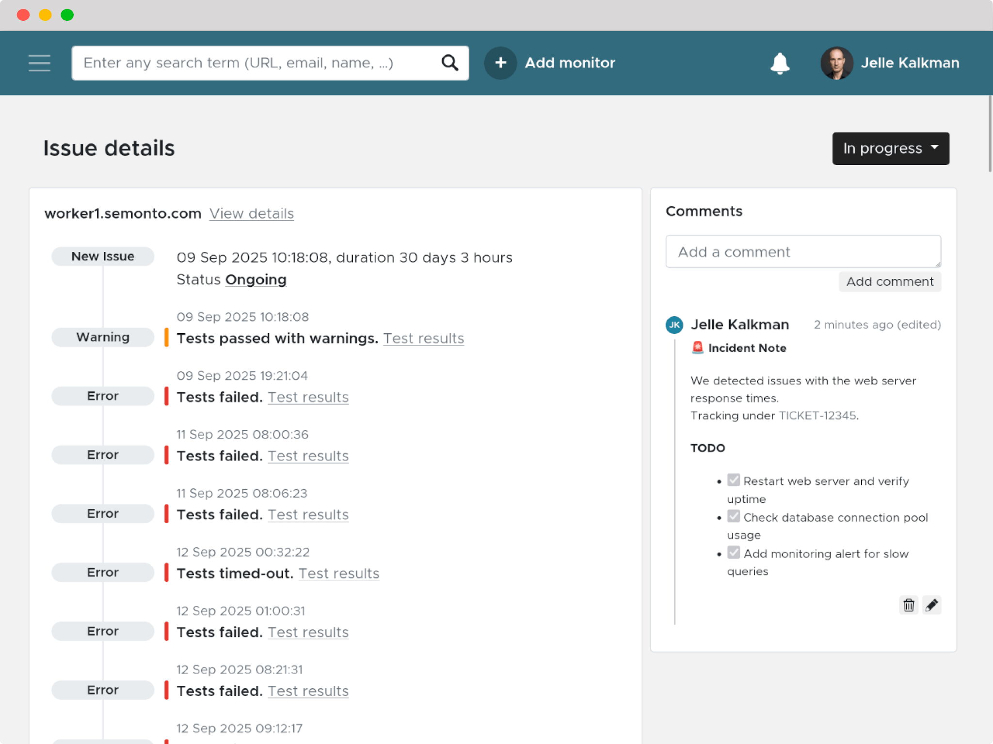 An issue in progress in Semonto
