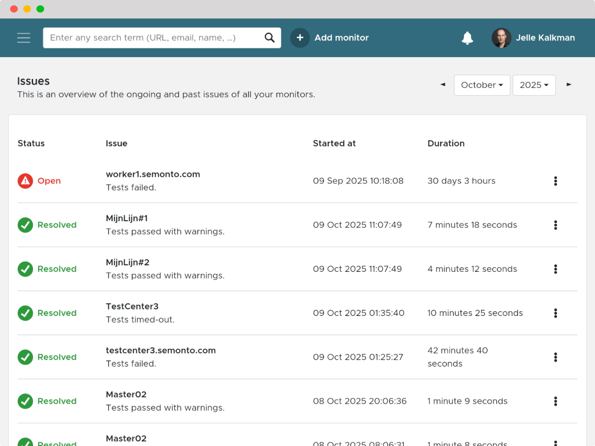 The issues overview in Semonto