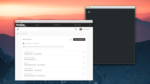 Mockup of notification in Semonto on a colourful background