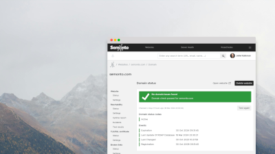 Domain status in Semonto on a desktop background.