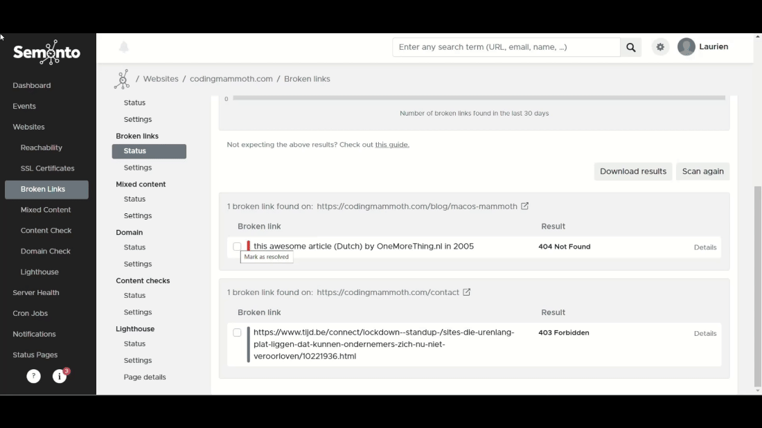 Resolving broken links in Semonto Supervisor