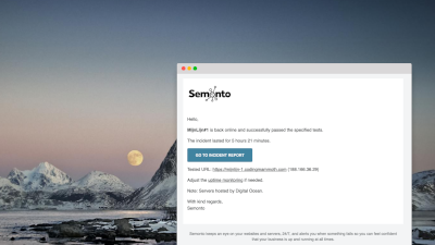 Email alert from Semonto with the IP address