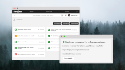 Mock up of Teams notifications from Semonto