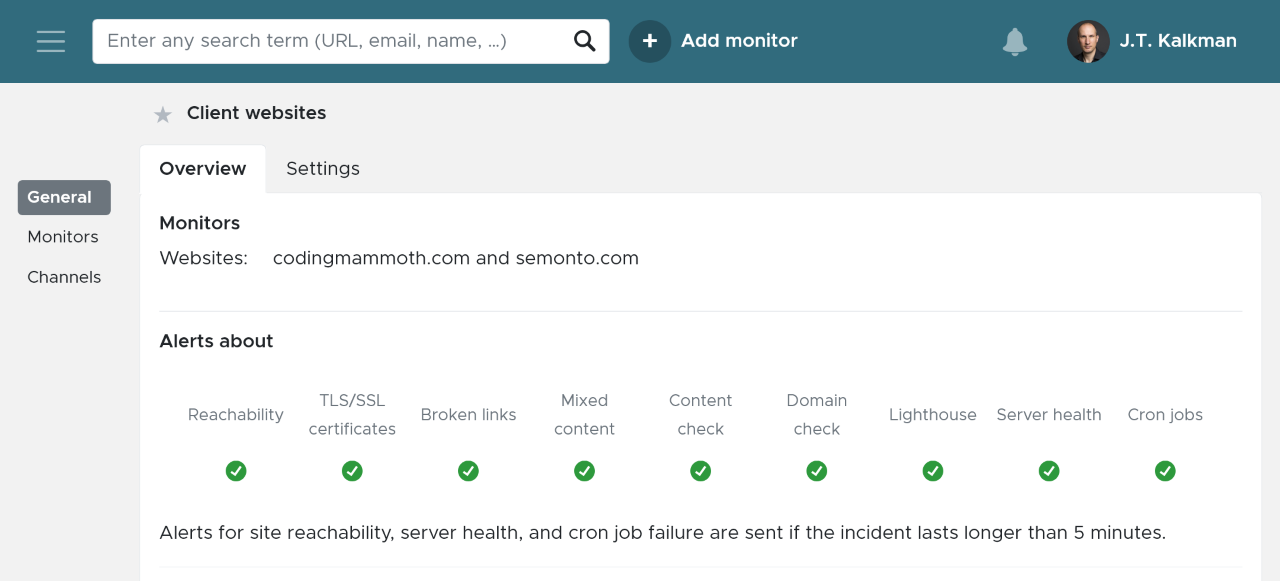 The features where a notification group is used for in Semonto