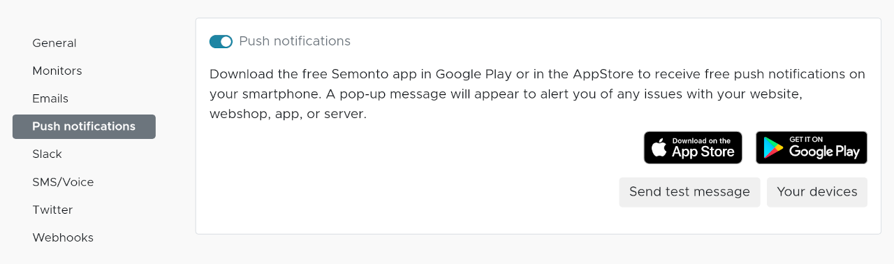 A push notification from Semonto