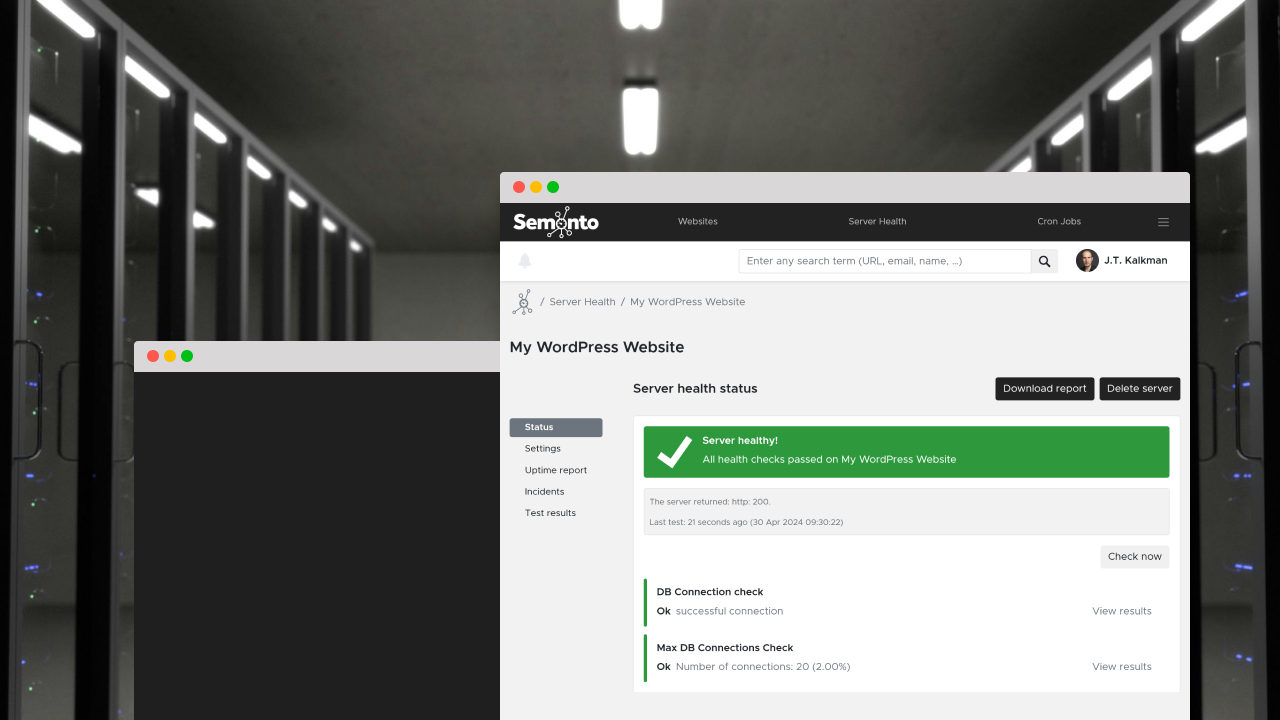 WordPress monitoring in Semonto