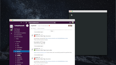 Mockup of a desktop with Slack