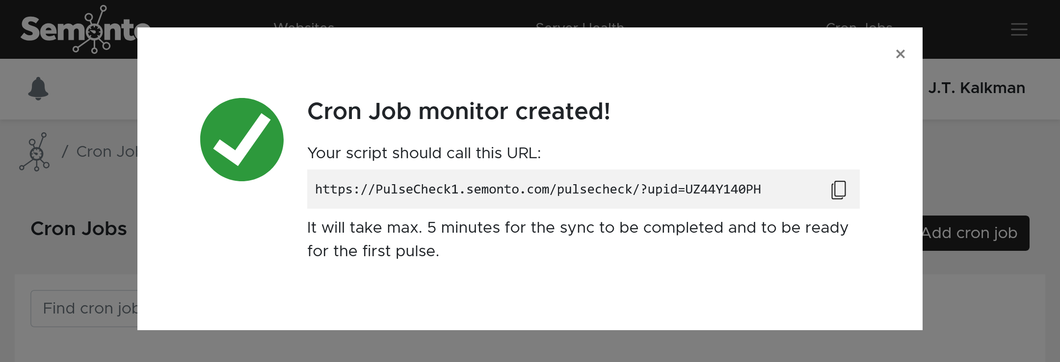 Creating a cron job monitor in Semonto