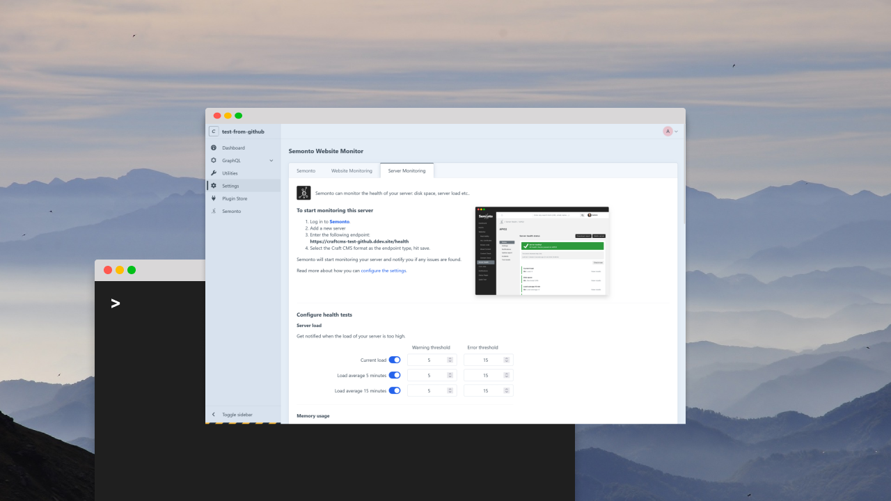 The Craft CMS plugin on a desktop background