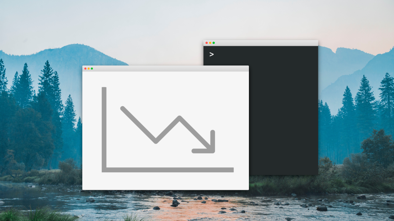 Desktop with downward chart