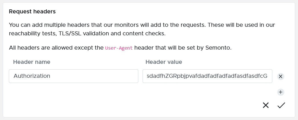 Setting up additional request headers in Semonto