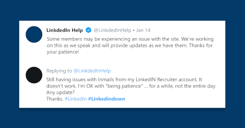 Tweets about LinkedIn downtime