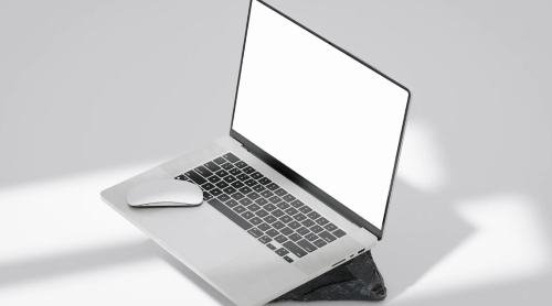 laptop showing a blank screen.